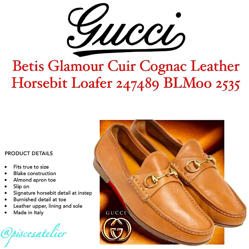 Gucci Betis Glamour Cuir Cognac Leather Horsebit Loafer 247489 BLM00 2535, 8.5 - Picture 8 of 16